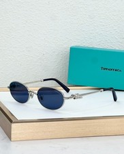 Tiffany  Co. TF2399D Sunglasses Oval Silver Frame Dark Blue Lens 55-20-145