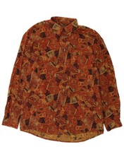 Walter Wolf Mens Abstract Pattern Shirt Size 40 Medium Brown Viscose BH16