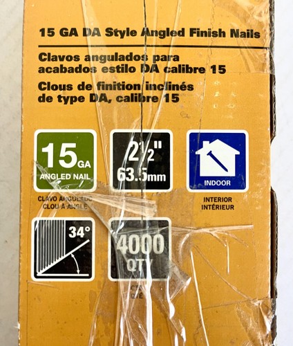 Bostitch DA-1540 DA Style Angled Finish Nails, 2.5in. L X 15 Ga. 4000 Count - Picture 10 of 11