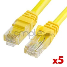 5 pack CAT6 3FT Cable Ethernet Lan Network CAT 6 RJ45 Patch Internet Yellow