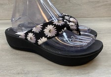 Clarks Cloudsteppers Women's Flip Flops Sandals Black 9 Daisy Wedge Comfort