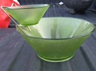 Norse Limelight Chip & Dip Set Federal Glass Green Mid-Century Vintage NICE