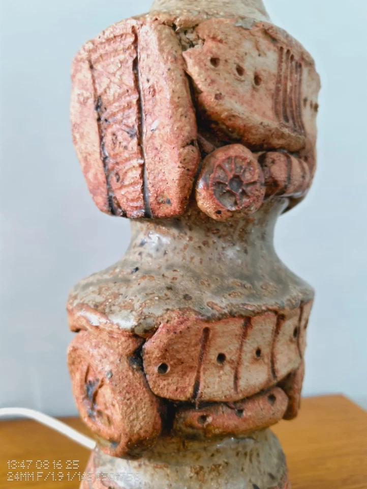 STYLISH MID CENTURY BERNARD ROOKE BRUTALIST MODERNIST STUDIO POTTERY LAMP BASE - Image 4 of 4