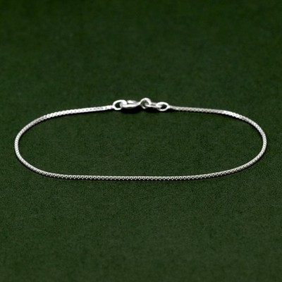 Klassische Box Kette Armband, Sterling Silber Schmuck, 0,9 mm Kette
