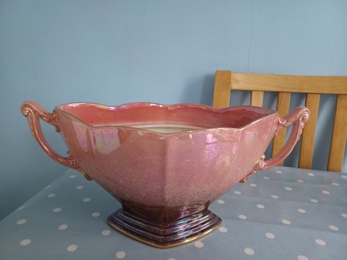 Vintage 1950s Royal Winton/grimaces Large Lustre Pink Two Handled Posy Vase