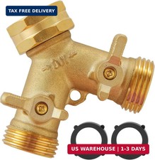 Garden Hose Splitter 2 Way Heavy Duty, Outdoor Faucet Splitter Solid Brass Spi