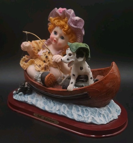 Figura Cerámica Colección Regalo Niña Pesca Con Perro - Imagen 5 de 9