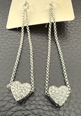 Accessorize crystal heart shaped silver tone Hook Earring 