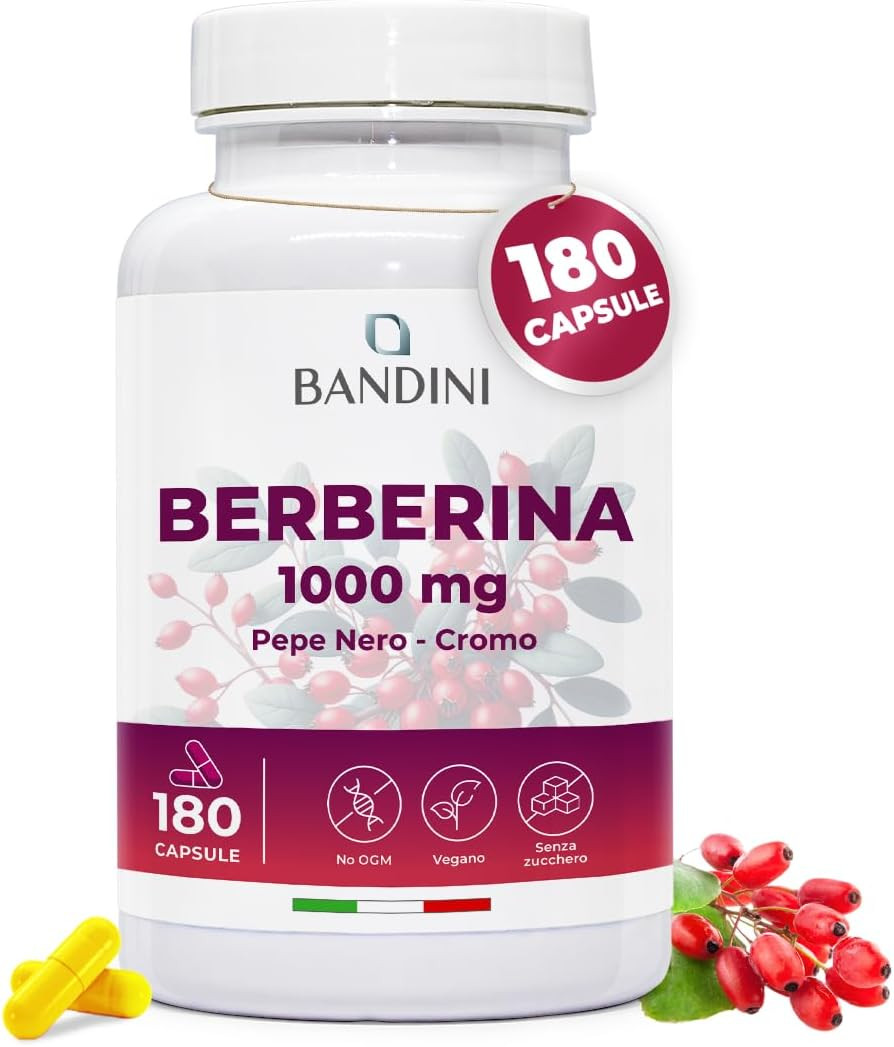 Berberina Pura 1000mg Integratore Naturale | 180 Capsule Vegane Berberis
