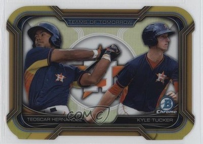 2015 Bowman Draft Gold Refractor 30/50 Kyle Tucker Teoscar Hernandez #TDC-5 ad3