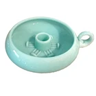 Fenton 1950 Turquoise Milk Glass Hobnail Candle Holder Base Finger LoopHand RARE