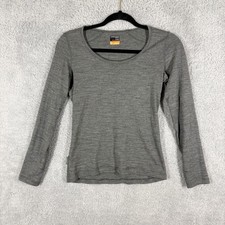 Icebreaker BodyFit 200 Oasis Long-Sleeve Scoop Neck Top Womens Size S Gray
