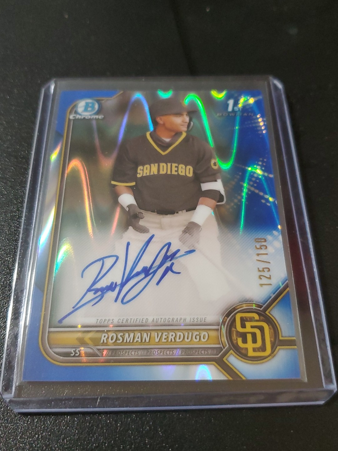 2022 Bowman Chrome 1st Rosman Verdugo Blue RayWave Auto /150 #CPA-RV SD Padres