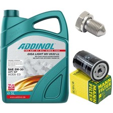 Motoröl Filter Set Addinol 5W-30 5 Liter + Schraube für Audi Seat Skoda VW Golf