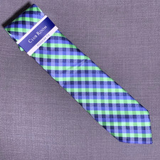 Club Room Men's Classic Neck Tie Silva Check Green/Blue MSRP 55