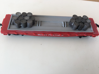 #ad Custom Great Northern Flat Car with Oil Barrels HO Scale Trains $5.95