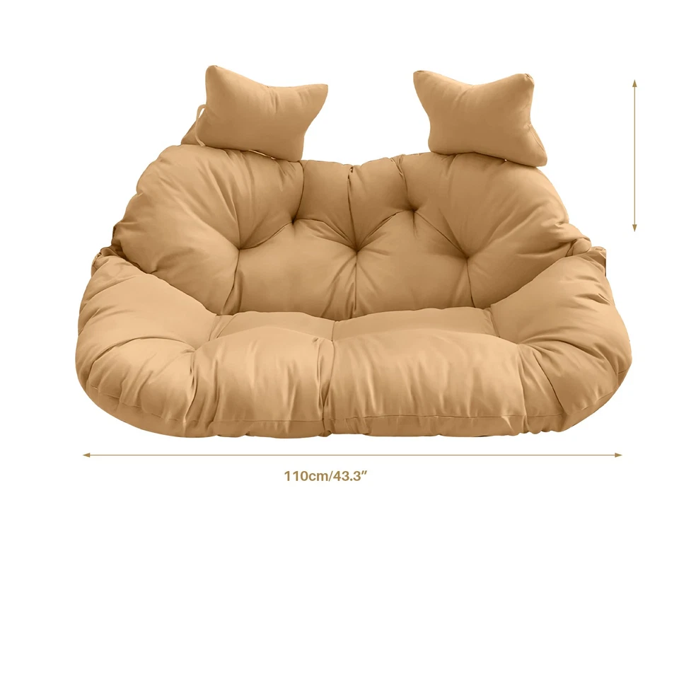 Cojín de asiento para silla de huevo columpio de 2 plazas hamaca almohadilla de repuesto para jardín patio Foto 2 de 4