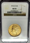 Choice 1914-D Indian Head $10 Gold Eagle Coin NGC AU-55 Early Holder