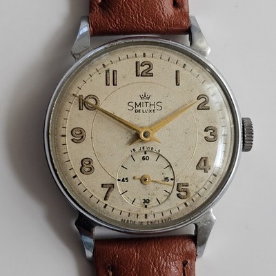 Vintage Smiths de Luxe A104 Handaufzug Herren Armbanduhr Horn Bandanstöße 