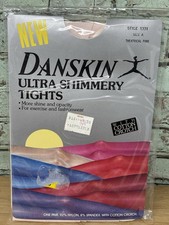 Vtg 1980's Danskin Sz A Ultra Shimmery Tights Pink Spandex Dance Ballet Nylons
