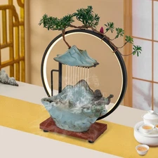 Indoor waterfall Fountain Tabletop Fountain W/ Lights Waterfall Decor W/Pump 10W