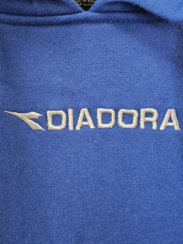 Moletom com capuz Diadora Chevron para adultos e crianças - Azul marinho / cinza - Imagem 3 de 4