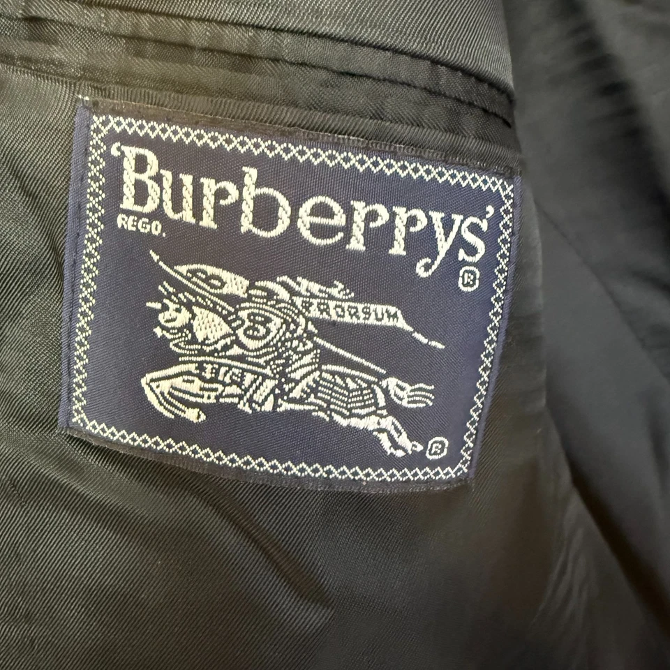Abrigo deportivo Burberry pata de gallo doble botonadura para hombre 42 gris lana negocios Foto 2 de 4
