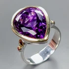 Handmade 12 ct+ Natural Amethyst Ring 925 Sterling Silver Size 7.5 /R437066