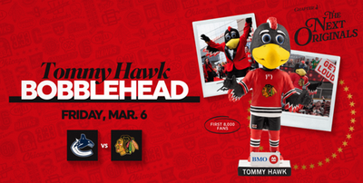 #ad #ad Tommy Hawk Bobblehead Chicago Blackhawks Giveaway 3 6 26 SGA New Presale $54.99