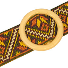 Vintage Handmade Needlepoint Belt Boho Hippie 70s Floral Geometric Velvet Back