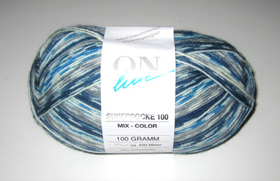 100 gram ball of ON LINE SUPERSOCKE MIX COLOR sock yarn #1477