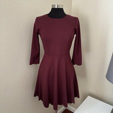 NWOT Lulu's Cumulonimbus Clouds Skater Burgundy Scalloped Hem Mini Dress Size M