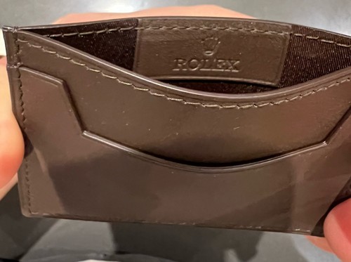 Rolex Brown Leather Card Holder with Green Stitching - New in Box - Picture 13 of 15