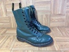 Sz 8 - DR MARTENS 1919 Made in England 10 Eyelet Boots 7UK Forest Green Leather