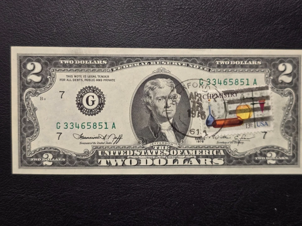 1976 Two Dollar Federal Reserve Note $2 First Day of Issue Postmarked UNC - Image 3 of 4