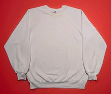 Vintage Jerzees White Crewneck Pullover Sweatshirt Size Extra Large XL USA Made