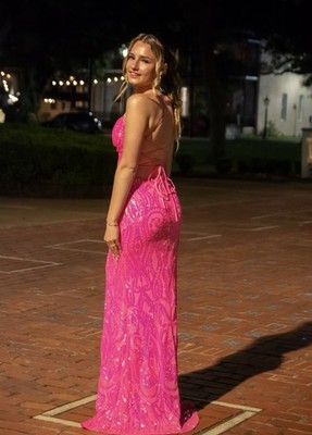 Windsor Pink Sequin Lace Up Formal Mermaid Gown with Slit XS | eBay Windsor Pink Sequin Lace Up Formal Mermaid Gown with Slit XS | eBay