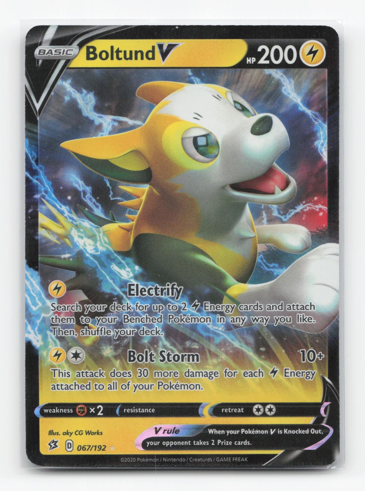 Pokemon TCG - Boltund V 067/192 Near Mint Holo V Rare Rebel Clash