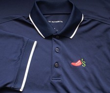 CHILI'S Restaurant Employee Uniform Polo Shirt, Blue, Size Small