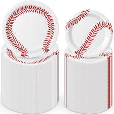 200 Pcs Baseball Paper Plates 9'' and 7'' Disposable Baseball Party Plates Baseb