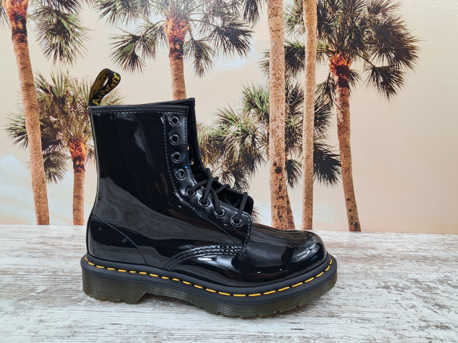 Dr. Doc Martens 1460 Combat Boots Black Patent Leather Women's Size 6 NEW thumbnail 2