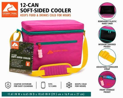 Small Coated Cooler W/ Removable Hardliner 12 Can Capacity Summer Vibes