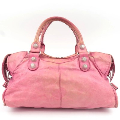 BALENCIAGA The Giant Part Time 2Way Bag Leather Pink Silver