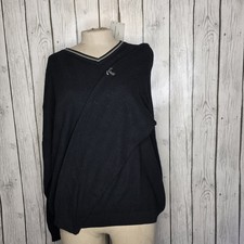 Izod Golf Knit V-Neck Pullover Sweater Black Cotton Men's Size L