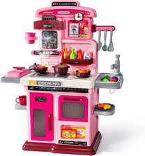 Kids Kitchen Playset, Play Kitchen for Toddlers with Steam, Sound  Light  Cook