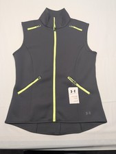 Under Armour Golf Vest Jacket Womens Large Performance Stretch Fitted Gray Green