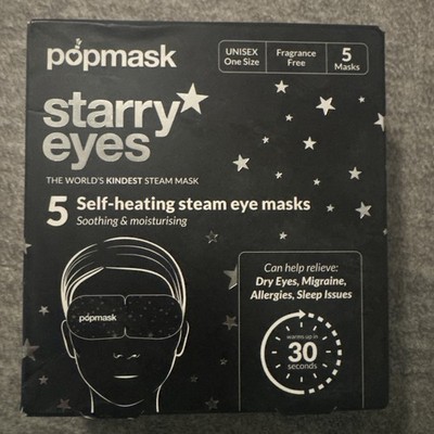 Popmask Starry Eyes 5 Self-Heating Steam Eye Masks Soothing Moisturizing 12/2028