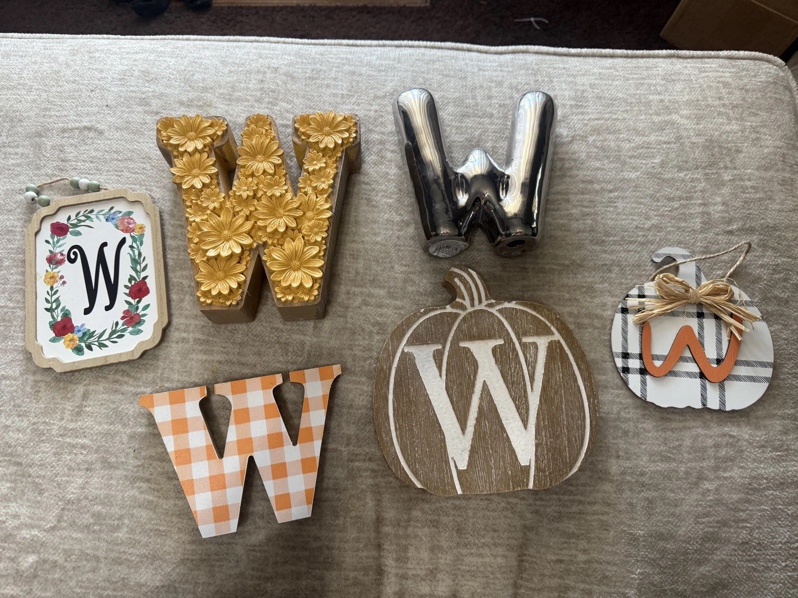 Letter W Initial Fall Decor/ W Home decor 6 in total | eBay