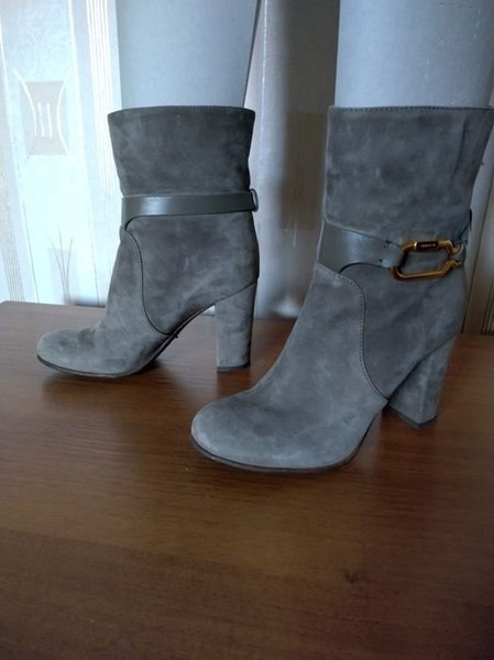 Women Sergio Rossi Ankle Boots Grey Suede 36