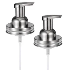 Mason Jar Foaming Soap Pump Dispenser Lids(2)-Rustproof Stainless Steel Lid/Plas